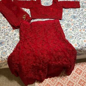 Red wedding lehenga
